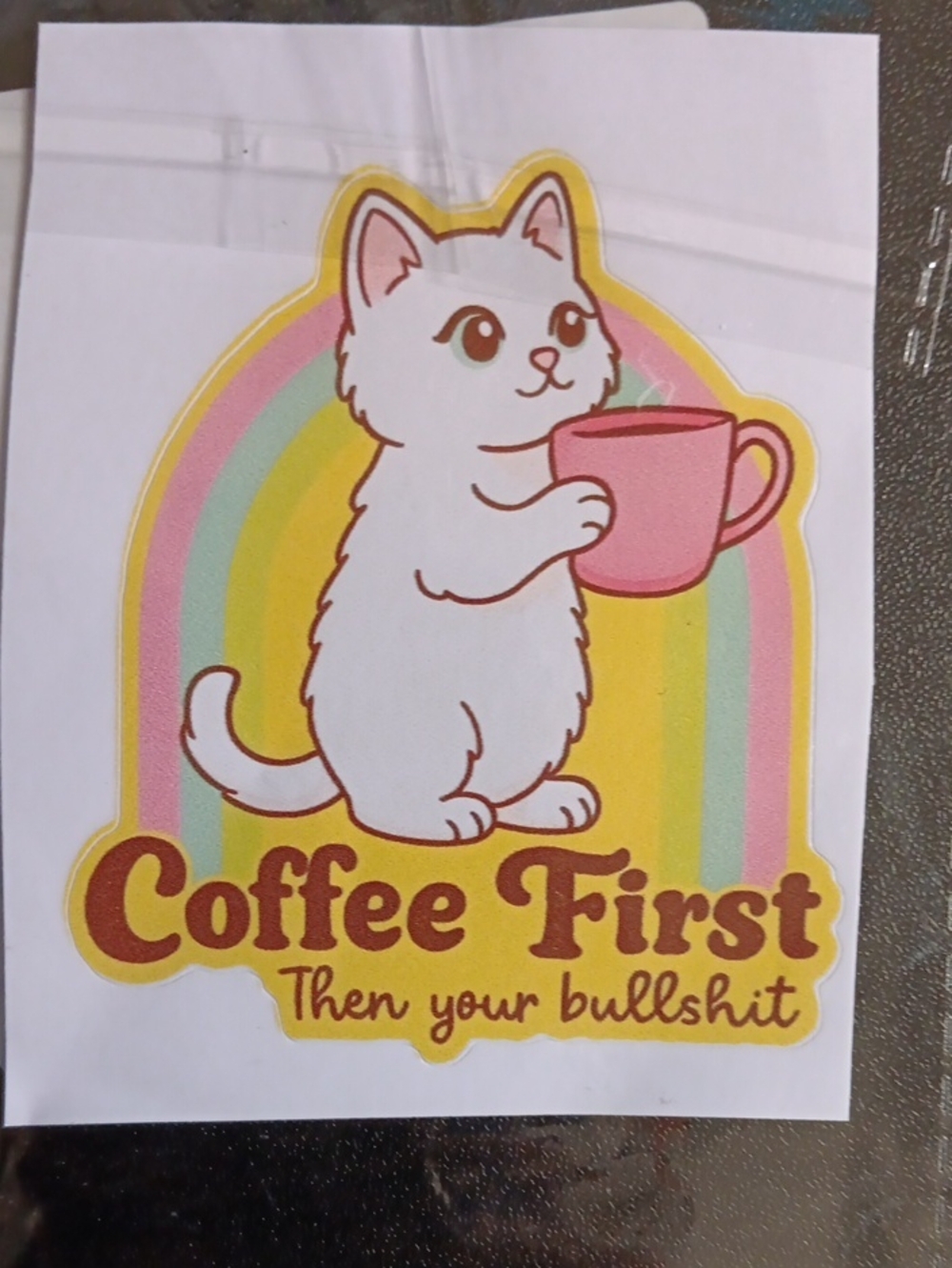 Coffee First Cat Sticker - Picture 4 of 4